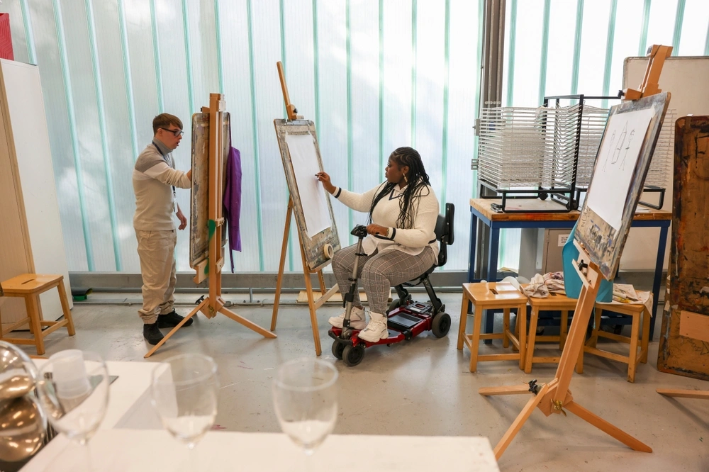 painting session for disabled group